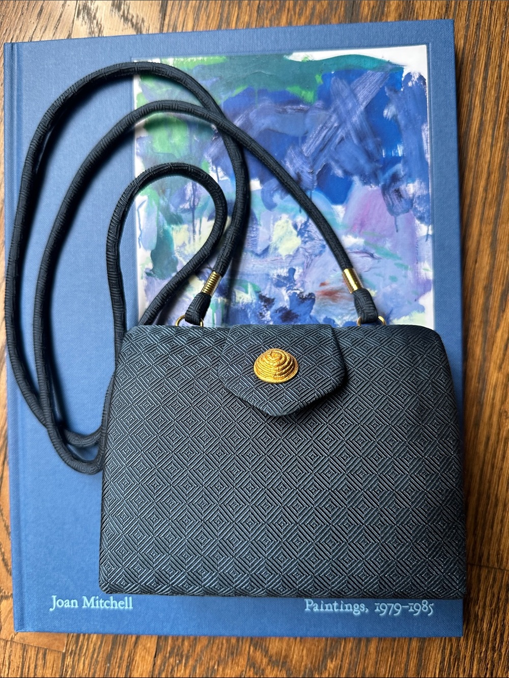 Jim Thompson navy silk purse with cross body shoulder strap